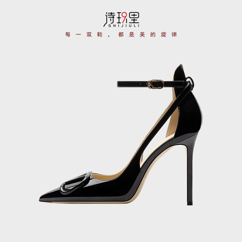 尖头高跟鞋女细跟2025年春夏新款包头气质一字带V扣性感时装凉鞋,女鞋,浅口单鞋,淘宝优惠券,粉丝福利购,淘宝优惠卷