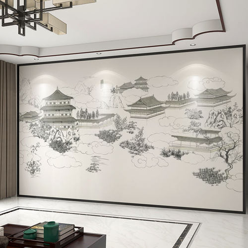 3d阁楼背景墙壁布【全国上门贴】