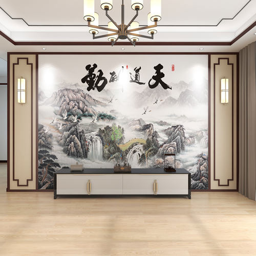 国画大气山水壁纸【全国上门贴】