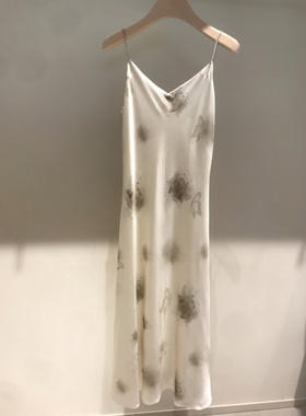 简约优雅风2024夏新款小个子印花真丝吊带T连衣裙10H1WA09D003KY