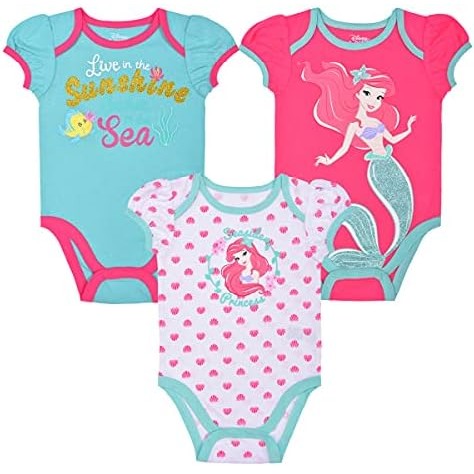 Disney Baby Girls' The Little Mermaid Ariel Bodysuit(Pack o