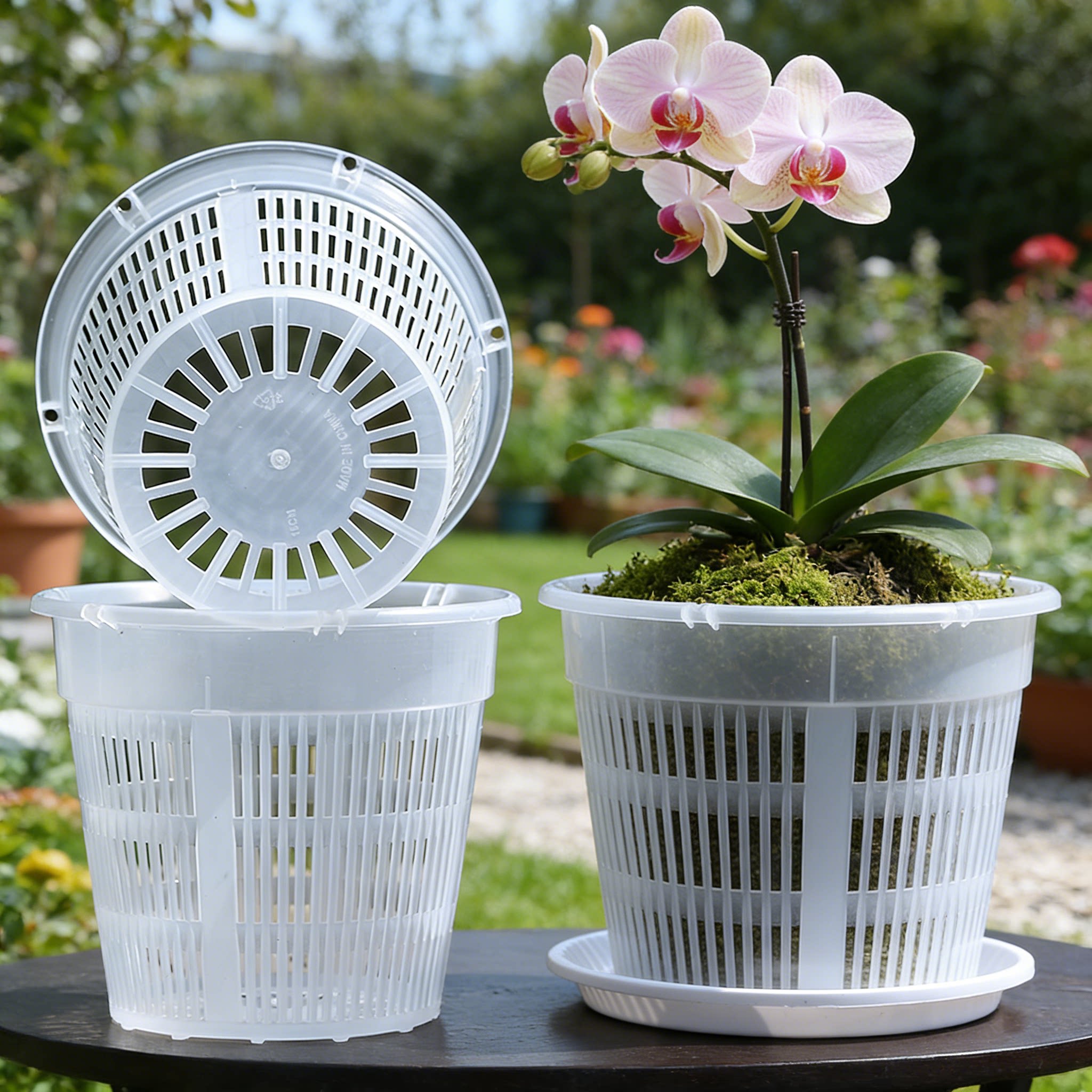 新款网状蝴蝶兰专用花盆透气防烂根控根盆透明青山盆兰花花盆家用