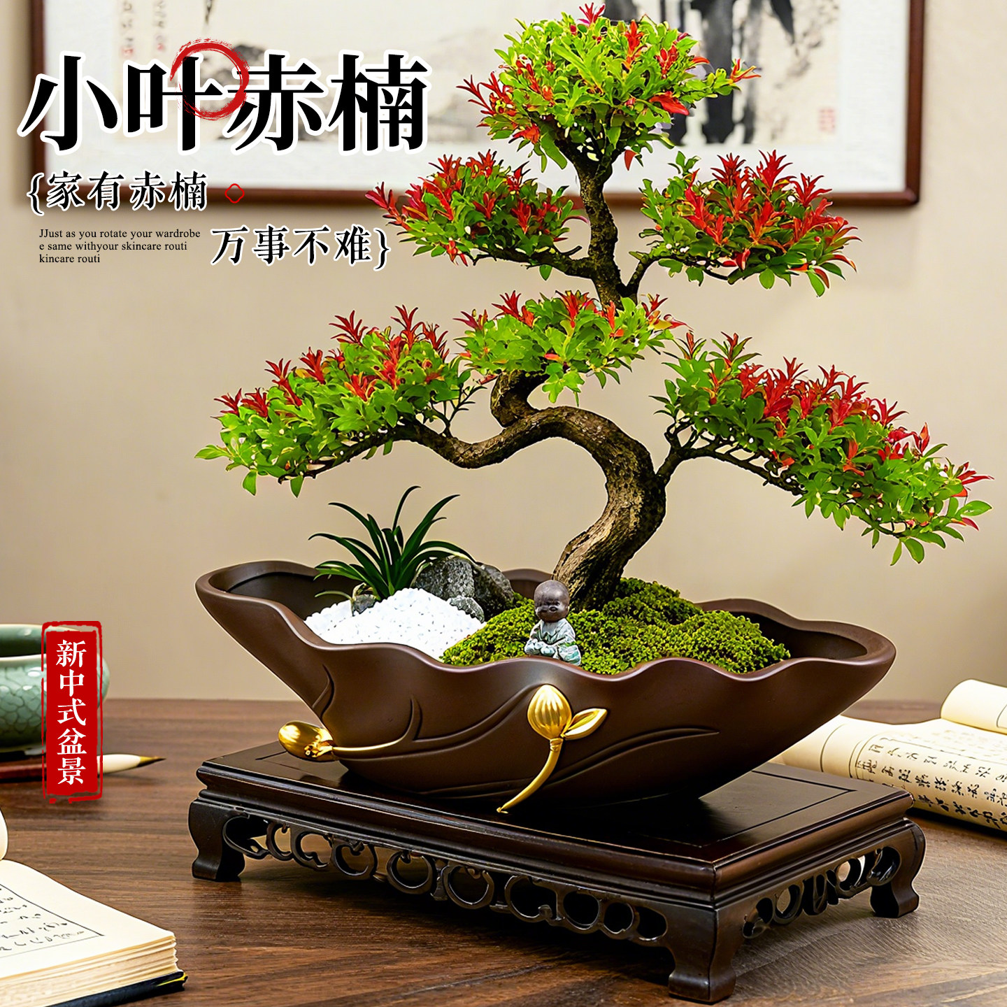 金丝楠木小叶赤楠罗汉松真树盆景盆栽办公室书房客厅招财送礼绿植