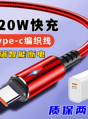 艾胜者6A自动断电数据线typec120W超级快充tpyec充电线加长2米适用华为荣耀小米VIVOP三星带灯手机充电宝短线