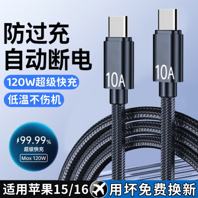 艾胜者双头Type-c数据线120W