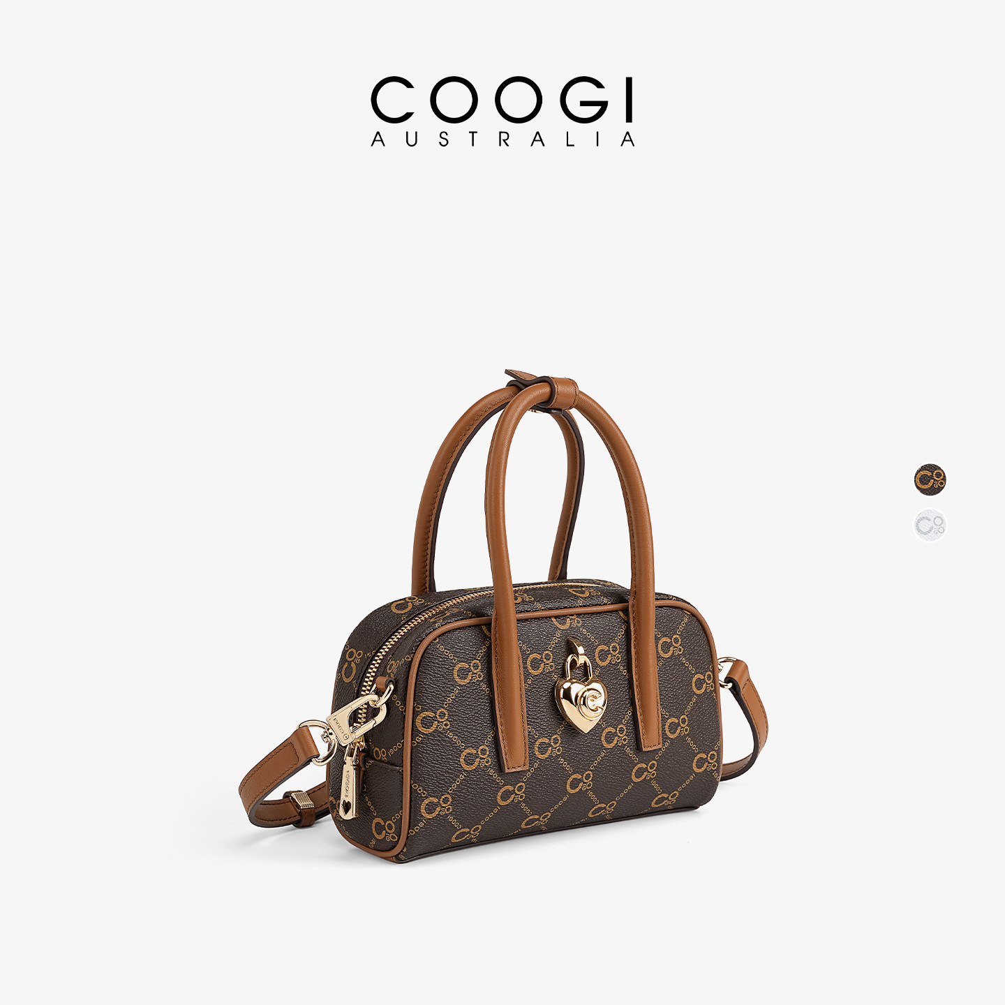 COOGI枕头包2026新款头层牛皮斜挎女包老花轻奢高级感通勤手提包