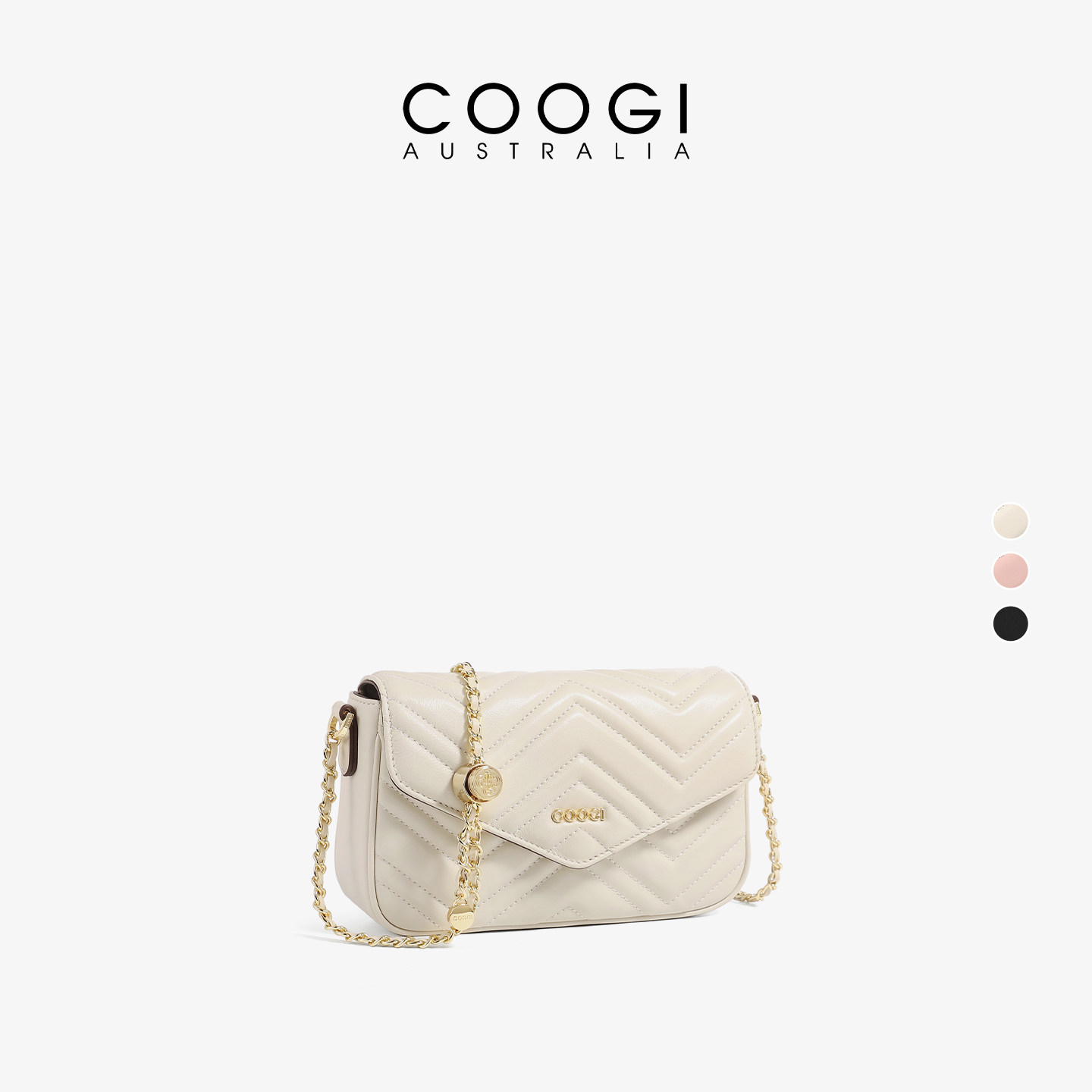 【明星同款】COOGI女包羊皮菱格链条包包通勤百搭真皮单肩斜挎包