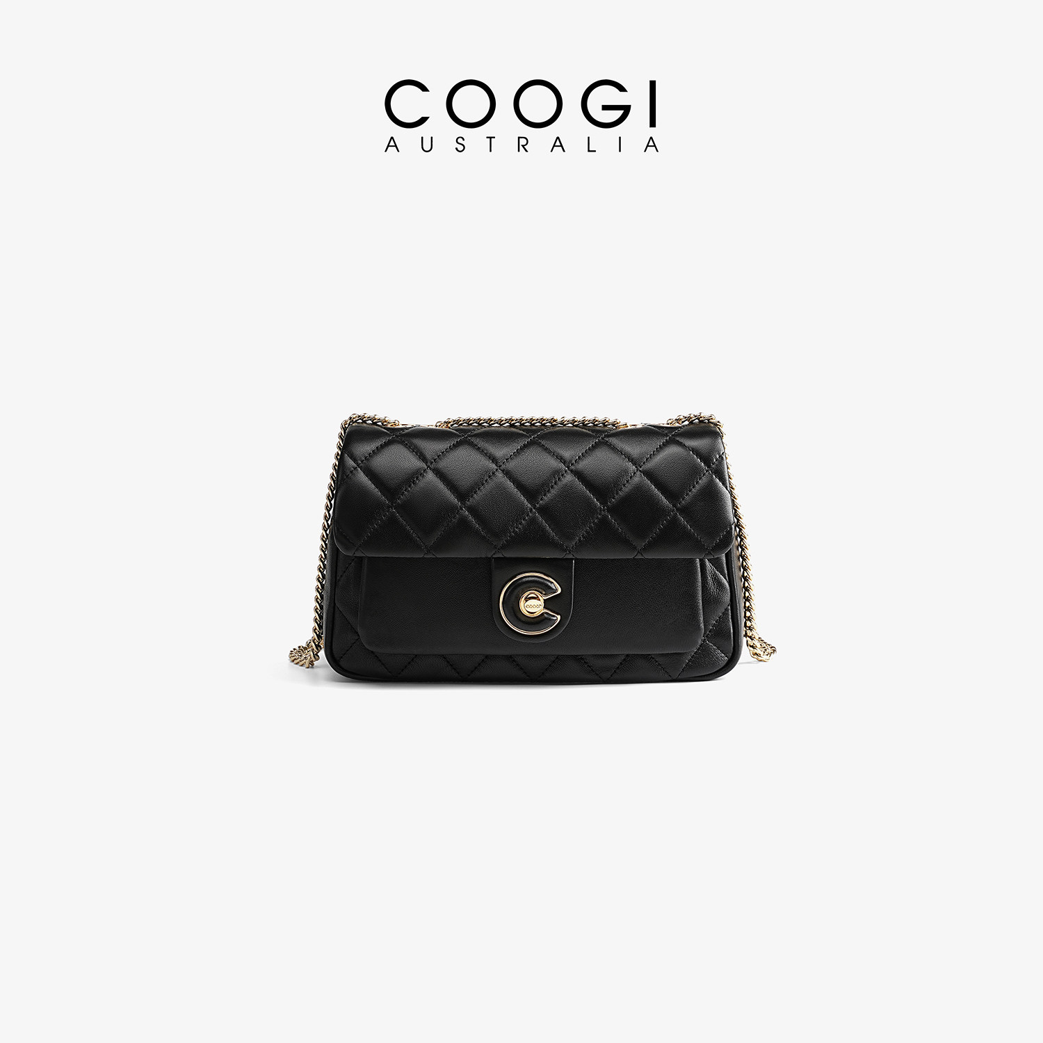 COOGI时尚小香风菱格斜挎手提包图片