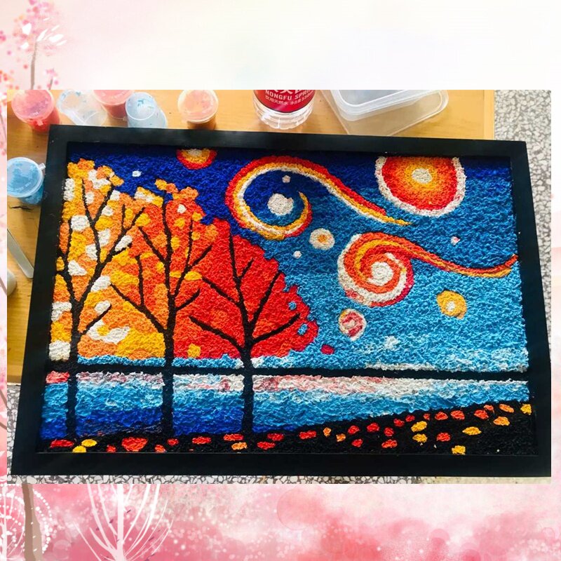 新品新古典梵高p系列星空下的美景图案diy纸浆画减压手工美术材料