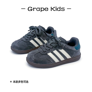 GRAPE-儿童真皮板鞋2025秋季新款男童软底德训鞋女童韩版休闲鞋潮
