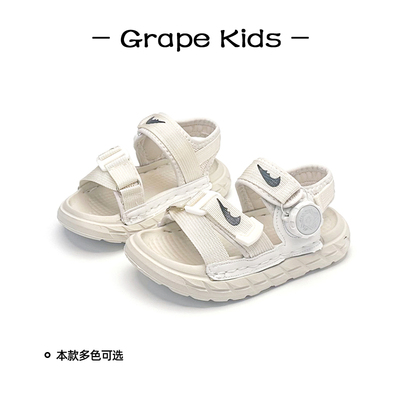GRAPE一儿童aj凉鞋2025夏季新款软底沙滩鞋男女童透气休闲旋转扣
