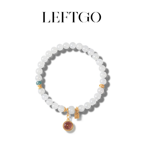 LEFTGO左戈手串女天然和田白玉