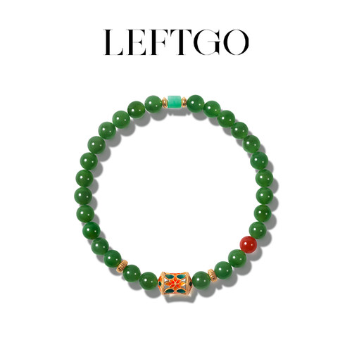LEFTGO左戈女天然碧玉纯银镀金