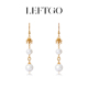 LEFTGO左戈天然淡水珍珠耳环女款 S925银镀18K金10mm圆珠耳坠耳钩