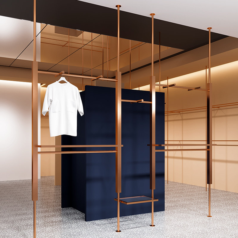 服装店展示架上墙立柱不