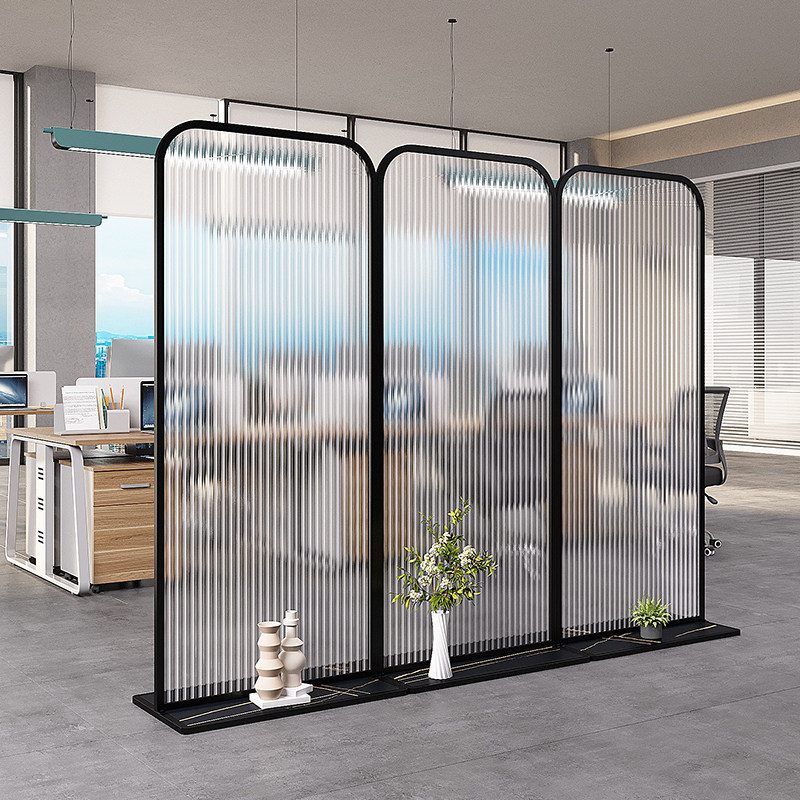 办公室屏风酒店玄关直播间背景墙挡板现代简约长虹玻璃隔断可移动