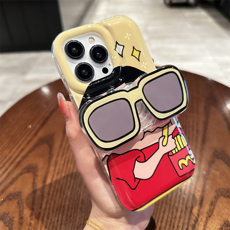 趣味蜡笔小新支架苹果手机壳可爱