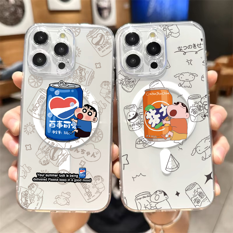 磁吸Magsafe适用苹果17promax手机壳16蜡笔小新iPhone15pro可爱软14plus趣味13防摔11小米15华为mate60透明12