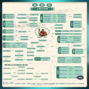 四大名著思维导图电子版水浒三国红楼梦人物关系图西游取经路线图