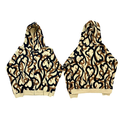 Number N ine Tribal Camo Hearts zip up荆棘泪心拉链外套迷彩