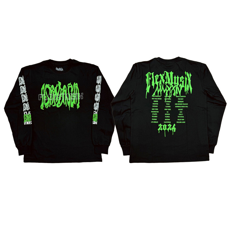 Osamason Flex Musix Tour 2024 printli uzunqol kişi t-shirt