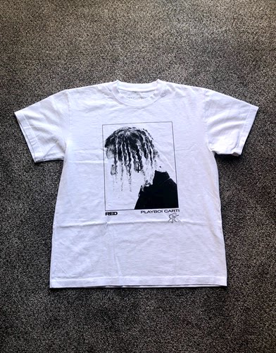 KK66 PLAYBOI CARTI WHOLE LOTTA RED 周边照片纯棉宽松短袖T恤