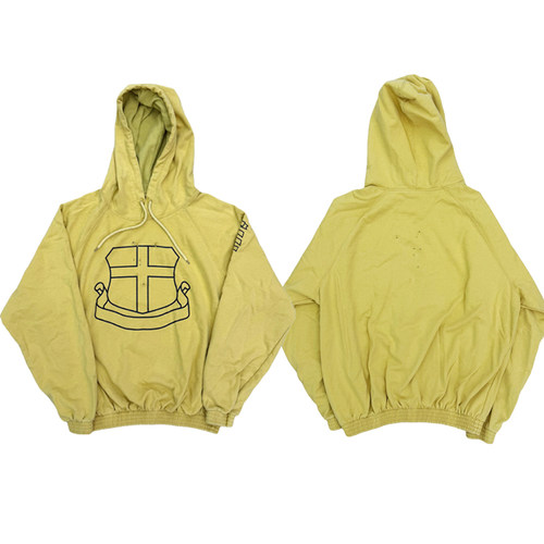 Number (N)ine Yellow Shield Hoodie 复古印花连帽破坏帽衫卫衣