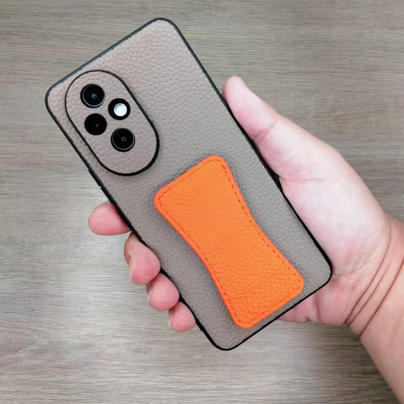 适用荣耀200pro手机壳新款真皮全包腕带支架保护套honor200高端创意100pro超薄全包防摔防摔高级感90不顶膜