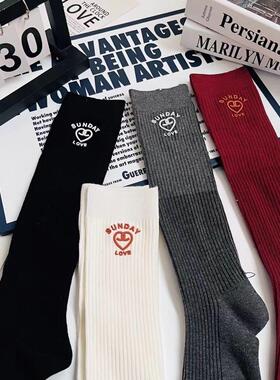 新款高腰香风小腿袜ins韩版洋气饰品袜纯色保暖袜子女生堆堆外穿