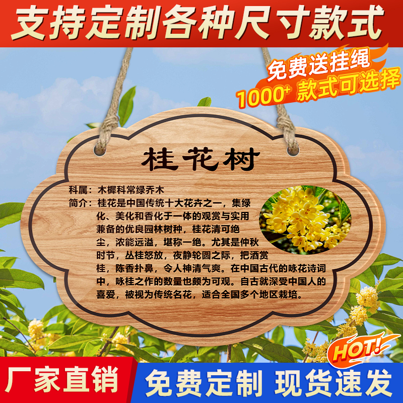 亚克力树牌信息标志牌树木挂牌认养牌定制植树节标识牌果树名称介绍铭牌学校公园景区爱护树木提示吊牌悬挂