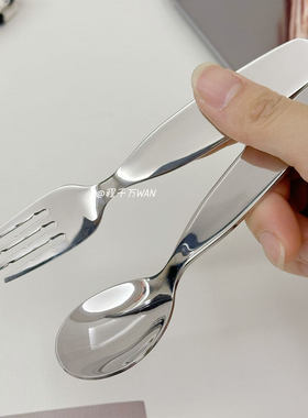 程千万WAN高档儿童叉勺304不锈钢甜品蛋糕勺水果西餐叉极简风餐具