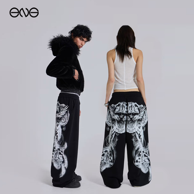 【ENG】JADED LONDON印花复古宽松阔腿卫裤休闲长裤男女新品25冬