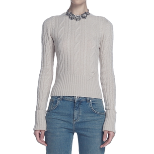 【ENG】BLUMARINE 圆领针织打底衫女长袖上衣显瘦毛衣  秋冬