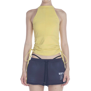 【ENG Limited Collection】黄色抽绳吊带背心无袖上衣女装