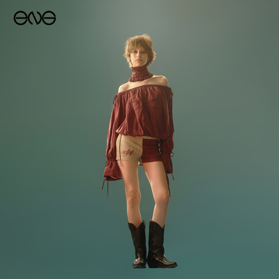 【ENG】Anomalies Department 宫廷抽绳一字肩长袖上衣女新品25秋