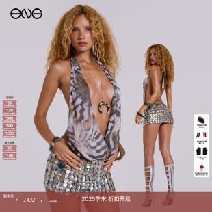 ENG 新品 JADED 深V露背迷你连衣裙短裙女装 25秋 LONDON