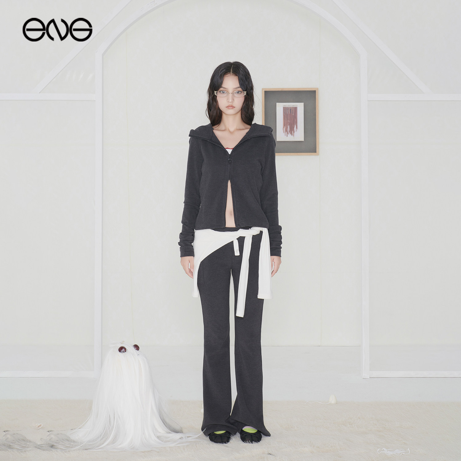 【明星同款】Effet de Soleil德绒修身长裤女低腰休闲喇叭裤新品