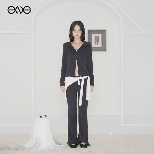 【明星同款】Effet de Soleil德绒修身长裤女低腰休闲喇叭裤新品