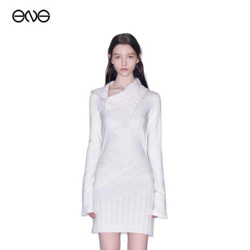 【ENG】Effet de Soleil针织拼接斜领口印花连衣裙女装新品26秋