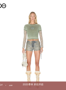 【明星同款】GUESS U.S.A 复古蕾丝袖假两件上衣女 Charli