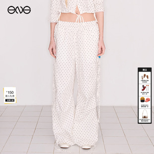 Soleil波点系带休闲长裤 新品 ENG 26夏 女装 Effet 裤 工装