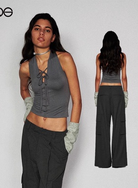 【ENG Limited Collection】V领系带挂脖背心女无袖外穿吊带上衣