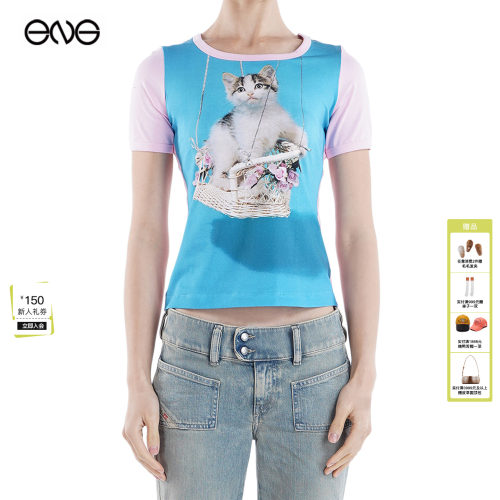 【ENG】Ashley Williams猫咪印花短袖T恤上衣女装新品26春