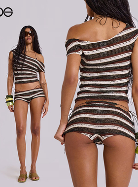 【Jennie明星同款】JADED LONDON不对称背心T恤迷你短裤女新品