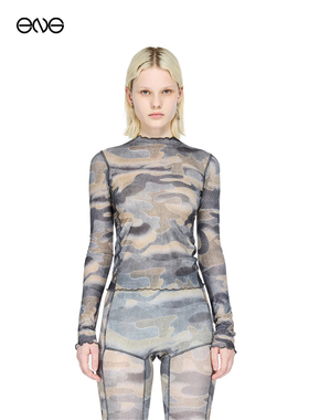 【ENG】KNWLS 迷彩平纹针织上衣  秋冬