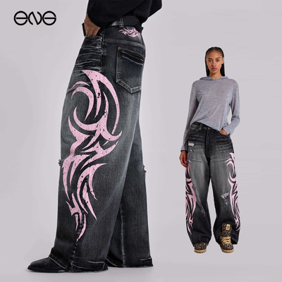 【ENG】JADED LONDON做旧水洗廓形宽松复古做旧牛仔裤阔腿裤男女