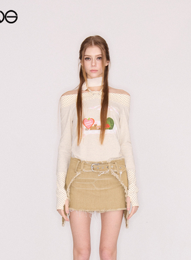 【ENG】Effet de Soleil波点拼接长袖T恤一字肩上衣女装新品26夏