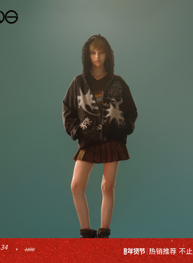 【ENG】Anomalies Department 蕾丝怪兽牙印花连帽外套女新品25秋