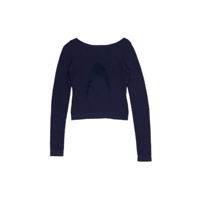 微透镂空长袖针织罩衫圆领上衣