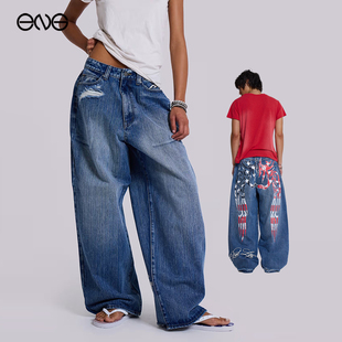 【ENG】JADED LONDON 国旗印花水洗宽松牛仔裤男女同款 新品25秋